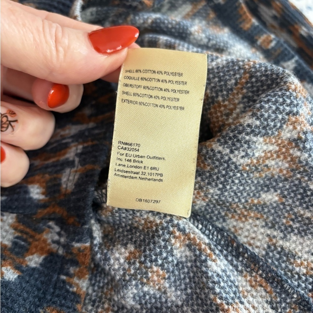 Pilcro Waffle Knit Notched Top Small Anthropologie Blue Rust - Picture 5 of 5